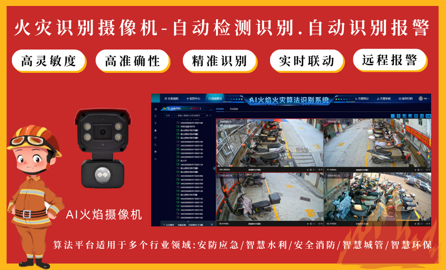 火灾识别摄像机：自动检测识别，自动识别报警