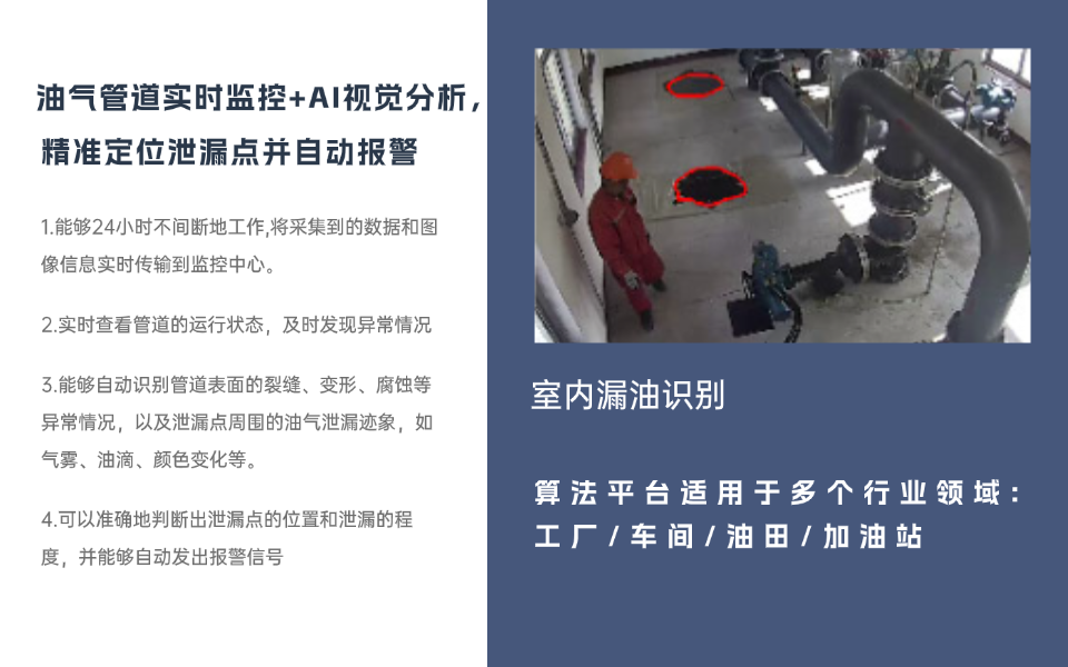 智慧油田输油泵泄漏AI识别，提前预警避免环境污染