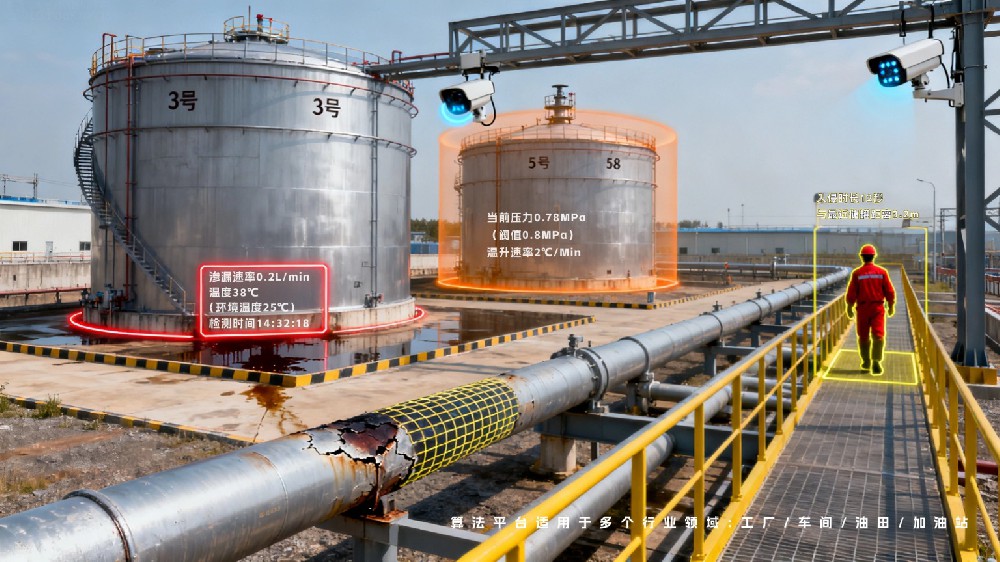 储油罐安全防护，AI摄像机筑牢智慧油田核心区域