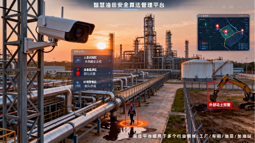 油田检修作业现场：AI 摄像机保障许可作业合规执行