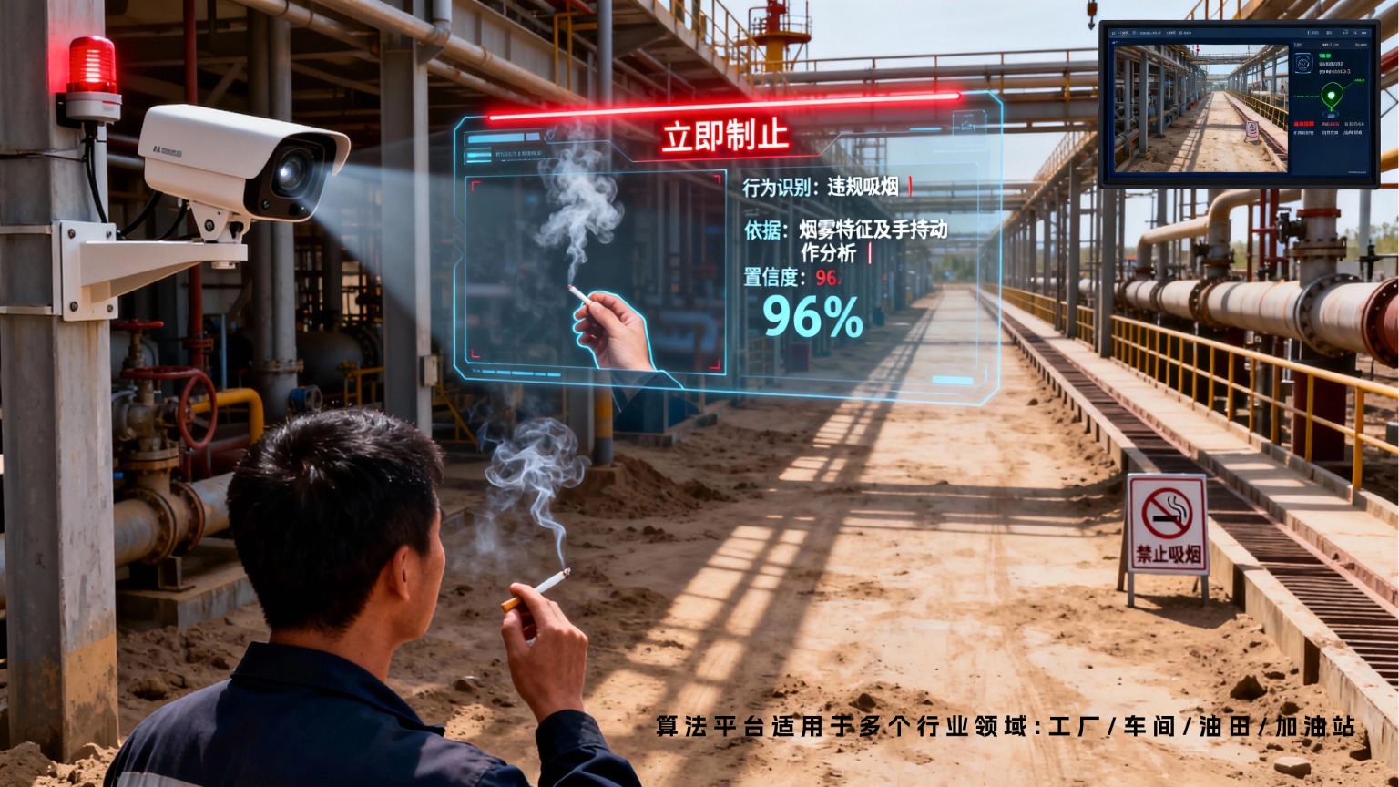 油田中非吸烟区吸烟或使用明火的AI识别.jpg 油田中非吸烟区吸烟或使用明火的AI识别.jpg
