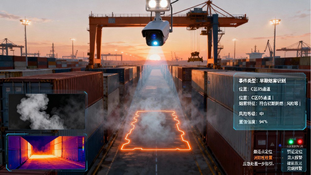 港口明火与烟雾AI识别系统，实现火灾早期预警