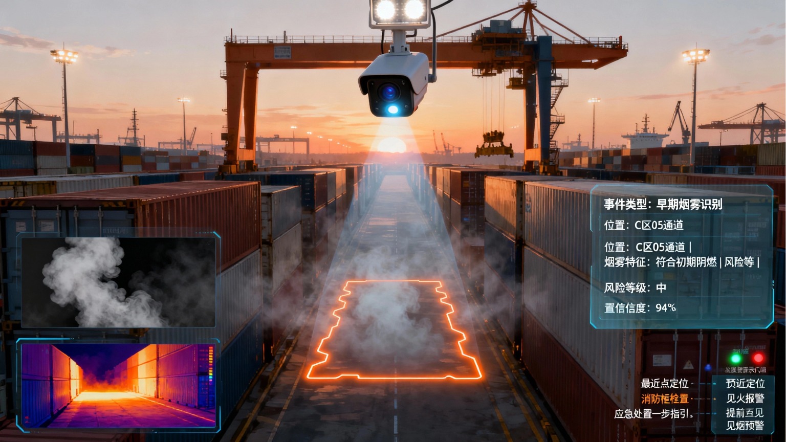 港口明火与烟雾AI识别系统，实现火灾早期预警.jpg