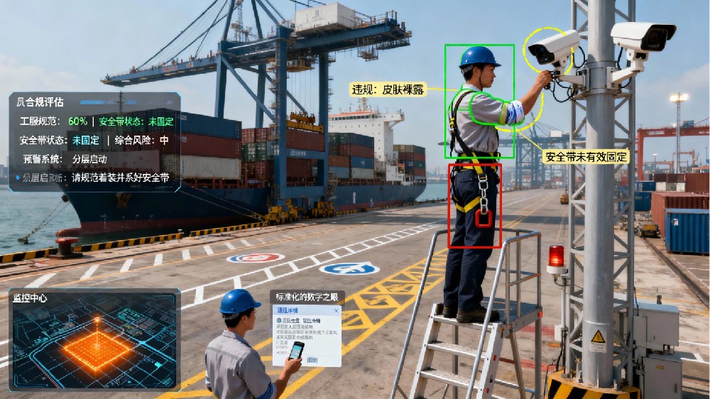 港口作业人员不系安全带？AI 摄像机及时告警除风险