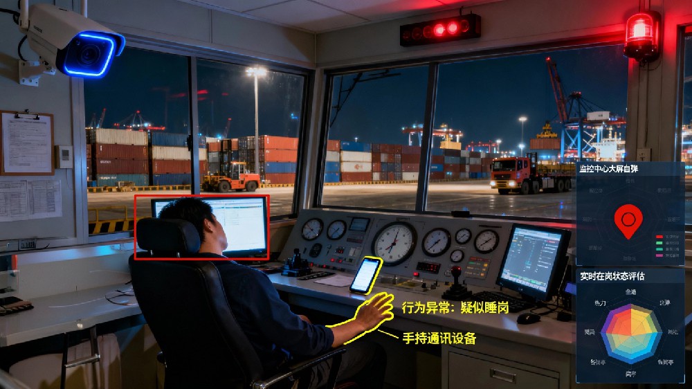 在岗状态智能监测：AI识别港口人员离岗、睡岗与打电话
