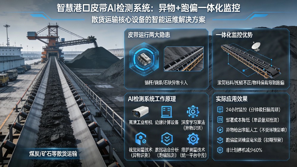 皮带AI智能检测方案，智慧港口高效稳定运行