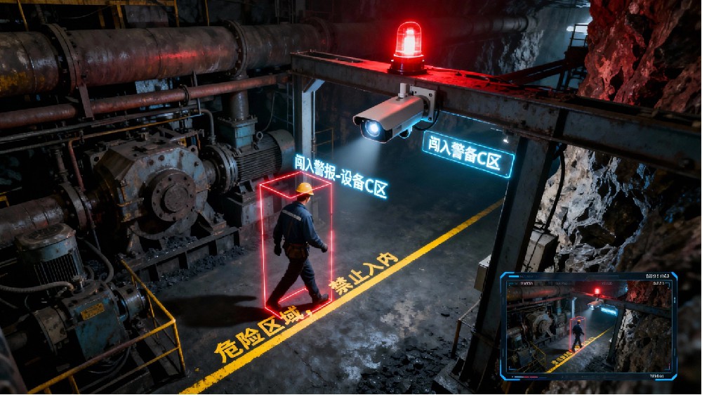 智慧煤矿井口危险区域智能警戒AI系统