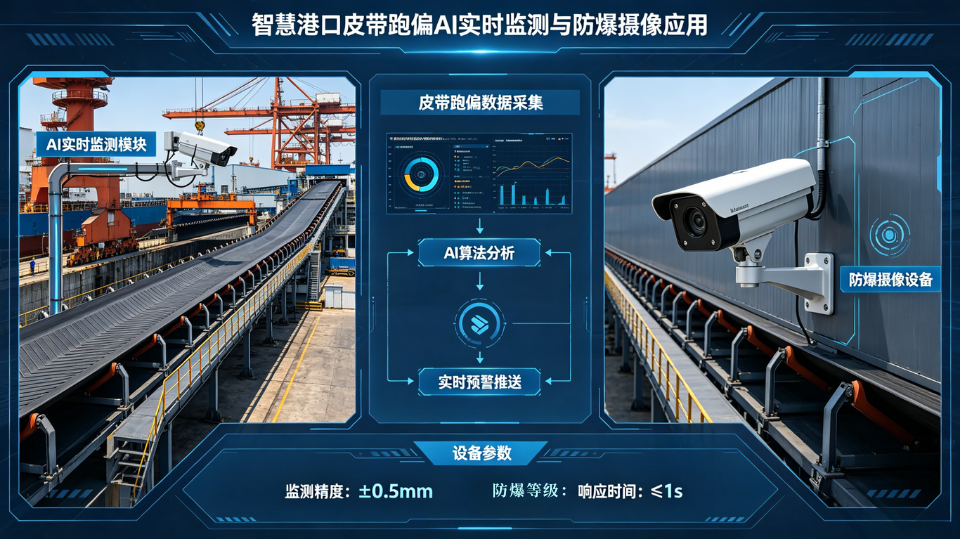 AI摄像机的港口皮带跑偏智能检测与预警系统
