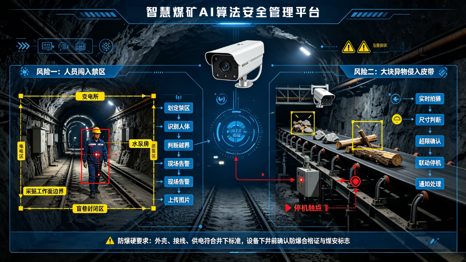 AI摄像机防范煤矿危险区域人员闯入